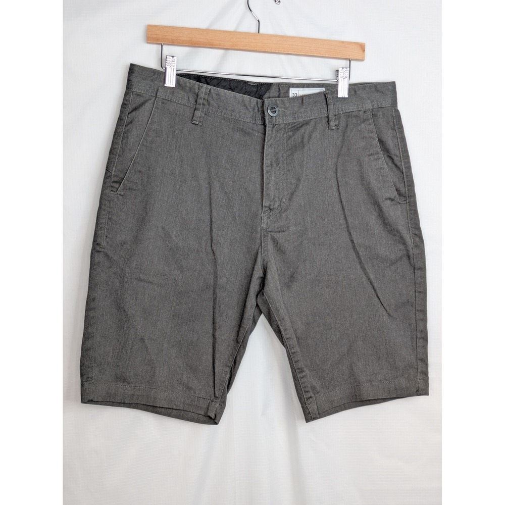 Volcom Frickin Tuner Chino Shorts Mens 33 Gray Stretch 10" Inseam Casual